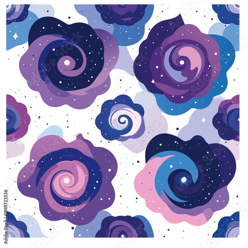 Seamless Vector Pattern of Cute Aliens, Planets, and Stars for Space Scrapbook Design