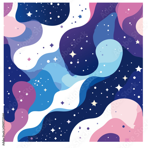 Seamless Vector Pattern of Cute Aliens, Planets, and Stars for Space Scrapbook Design