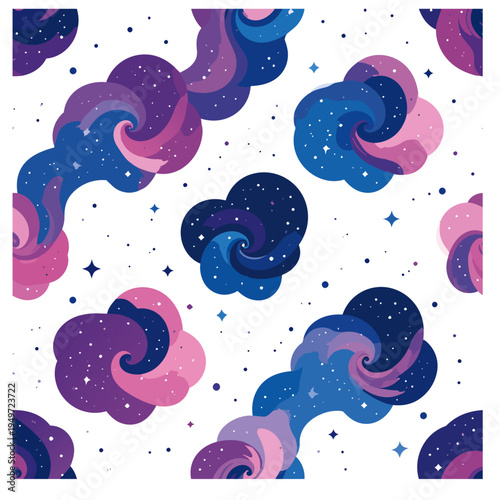Seamless Vector Pattern of Cute Aliens, Planets, and Stars for Space Scrapbook Design