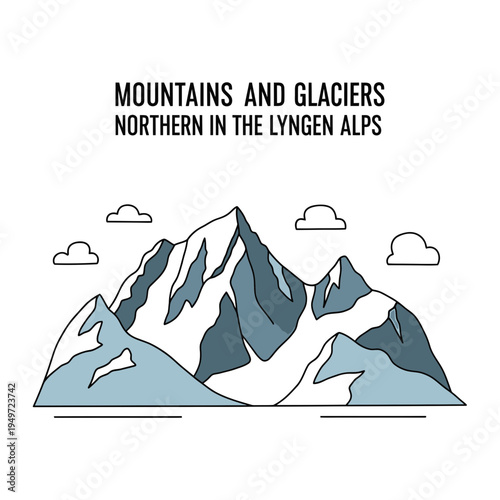 Linear Mountain Range of the Lyngen Alps vector illustration