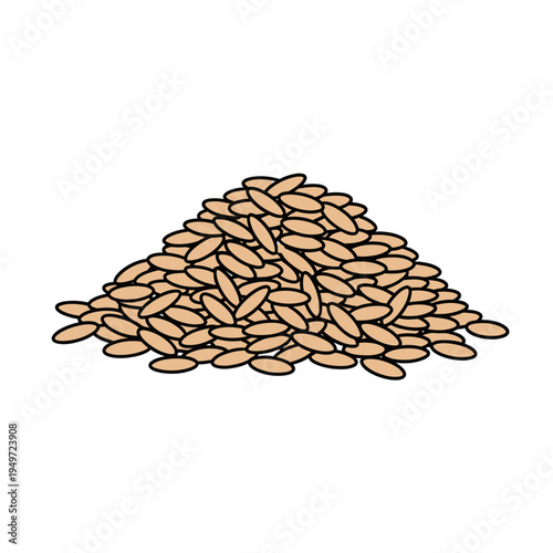 Heap of Flax Seeds Isolated on White Background vector illustration
