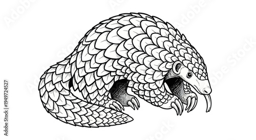 Pangolin Illustration - Unique Scaly Mammal Drawing