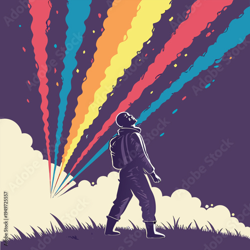 Colorful Powder Explosion on Dark Background