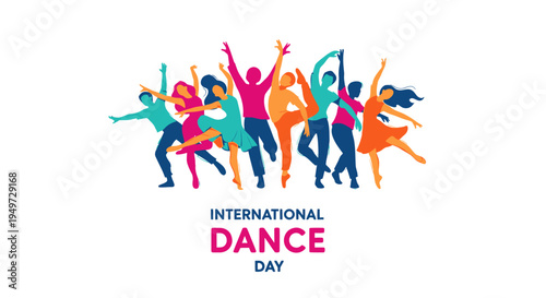 Colorful Dancers Celebrating International Dance Day.
