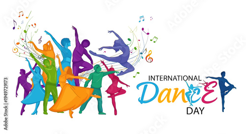 Colorful Silhouettes of Dancers in Motion.