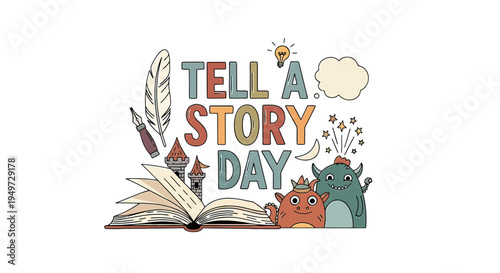 Colorful Illustration of Tell a Story Day.
