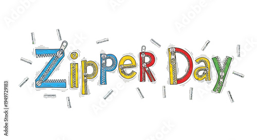 Colorful Zipper Day Text with Zippers.