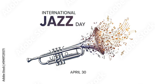 Trumpet Breaking Apart into Musical Notes.