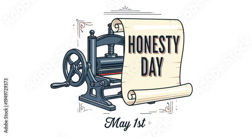 Vintage Printing Press with Honesty Day Banner.