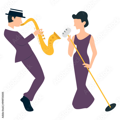 Jazz Duo Performance Illustration