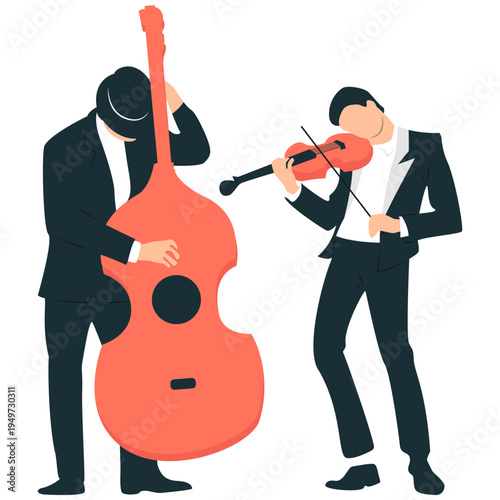 Jazz Duo Playing Music Illustration