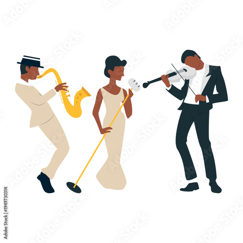 Jazz Trio Performance Illustration