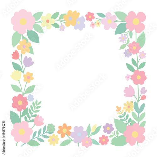 flat vector spring floral elements set