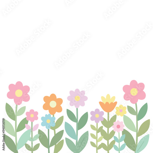 flat vector spring floral elements set