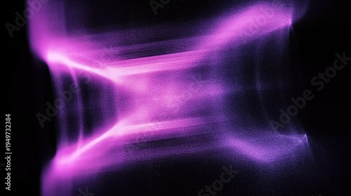 Blurred purple light in x-ray scan shape on black background, grainy film style abstract technology design
