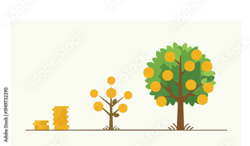 Money growth stages investment business vector concept