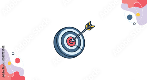 Targeted bullseye icon with an arrow hitting the red center representing goal achievement, success, and business objectives.