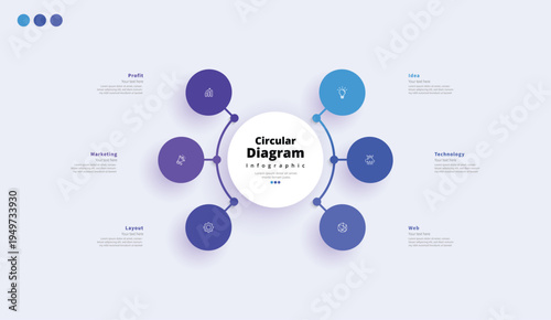 Modern minimalist, elegant, clean, circular steps, editable infographic design template.