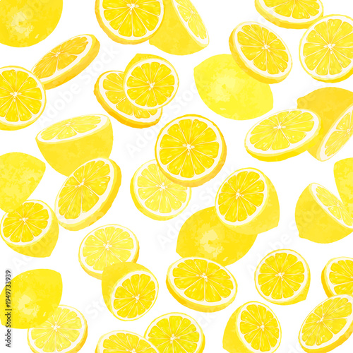 レモンの散らばる透過背景_正方形