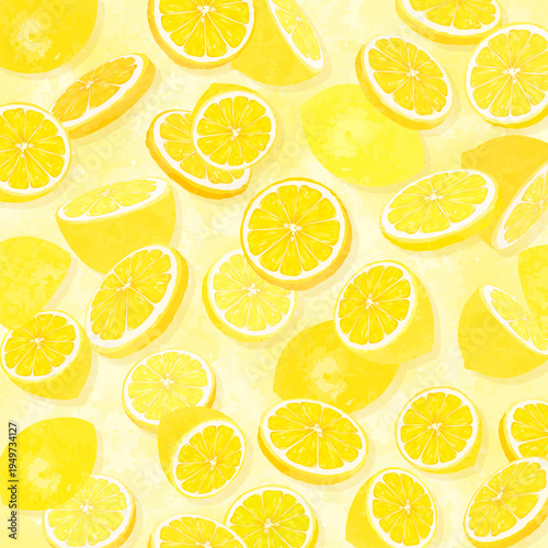 レモンの散らばる背景2_正方形