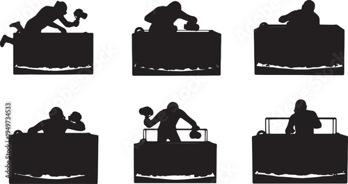 Black Solid Aquascaping Creator Waterproof Camera Silhouettes Set of Six on White Background