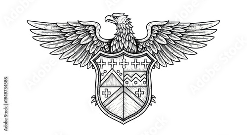 Heraldic Eagle Crest with Shield Emblem