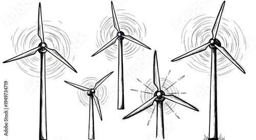 Wind Turbines Generating Clean Energy - Renewable Power Concept