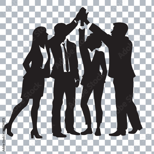 teamwork success high five celebration flat design vector illustration