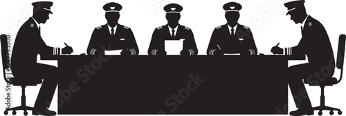 Black Solid Captain Sitting At Desk Set of Six