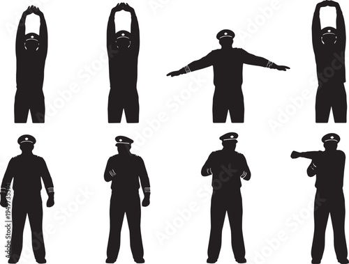 Black Solid Captain Stretching Arms Exercise Set of Six