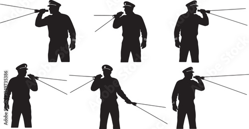 Black Solid Captain Wiping Brow Tired Set of Six