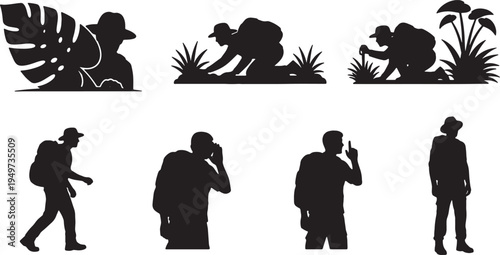 Cautious and Stealthy Jungle Explorer Silhouette Set of Six