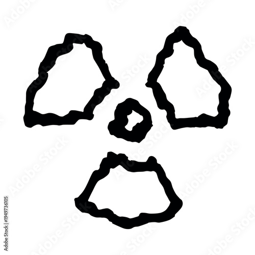 Hand drawn radiation sign Nuclear radiation hazard symbol Radioactive danger warning sign clipart in doodle style Nuclear safety Radioactive waste Single element for print, web, design, decor
