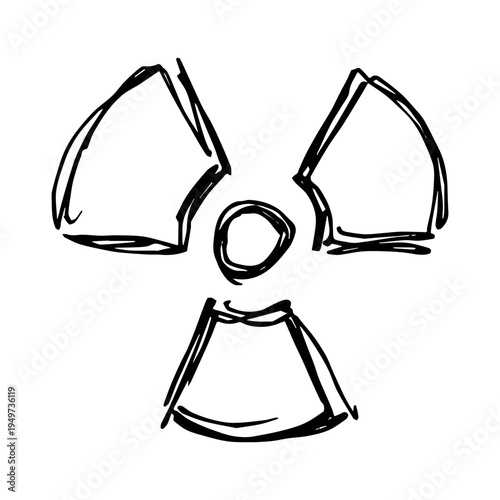 Hand drawn radiation sign Nuclear radiation hazard symbol Radioactive danger warning sign clipart in doodle style Nuclear safety Radioactive waste Single element for print, web, design, decor