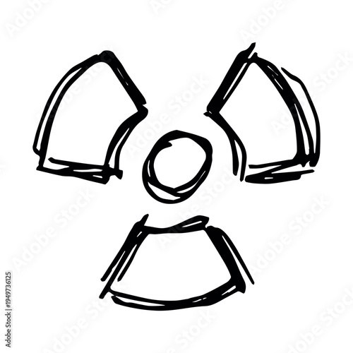 Hand drawn radiation sign Nuclear radiation hazard symbol Radioactive danger warning sign clipart in doodle style Nuclear safety Radioactive waste Single element for print, web, design, decor