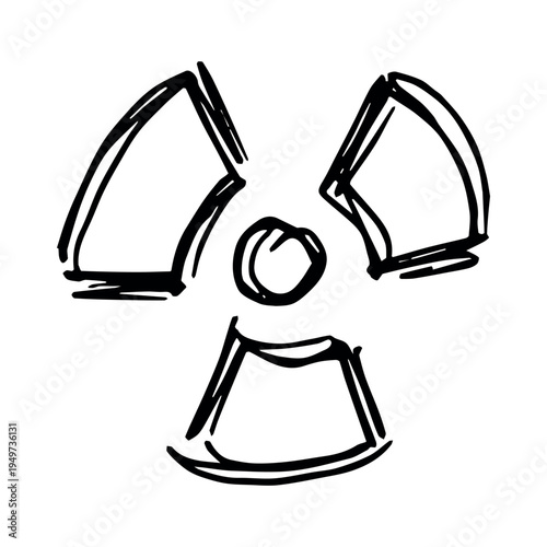 Hand drawn radiation sign Nuclear radiation hazard symbol Radioactive danger warning sign clipart in doodle style Nuclear safety Radioactive waste Single element for print, web, design, decor