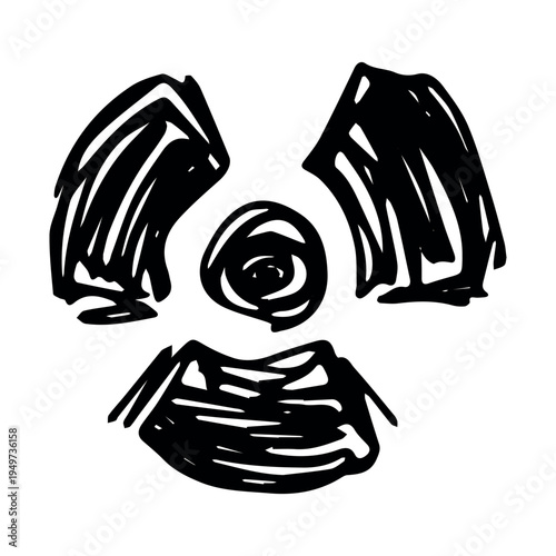 Hand drawn radiation sign Nuclear radiation hazard symbol Radioactive danger warning sign clipart in doodle style Nuclear safety Radioactive waste Single element for print, web, design, decor