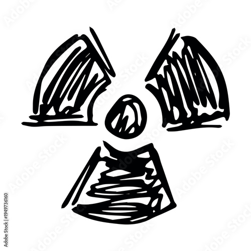 Hand drawn radiation sign Nuclear radiation hazard symbol Radioactive danger warning sign clipart in doodle style Nuclear safety Radioactive waste Single element for print, web, design, decor