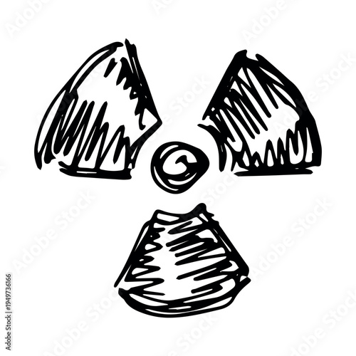 Hand drawn radiation sign Nuclear radiation hazard symbol Radioactive danger warning sign clipart in doodle style Nuclear safety Radioactive waste Single element for print, web, design, decor