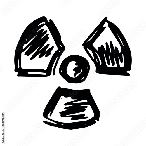 Hand drawn radiation sign Nuclear radiation hazard symbol Radioactive danger warning sign clipart in doodle style Nuclear safety Radioactive waste Single element for print, web, design, decor