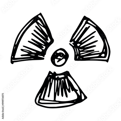 Hand drawn radiation sign Nuclear radiation hazard symbol Radioactive danger warning sign clipart in doodle style Nuclear safety Radioactive waste Single element for print, web, design, decor
