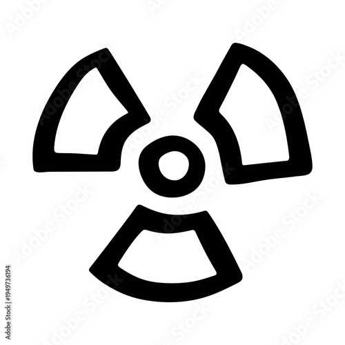 Hand drawn radiation sign Nuclear radiation hazard symbol Radioactive danger warning sign clipart in doodle style Nuclear safety Radioactive waste Single element for print, web, design, decor