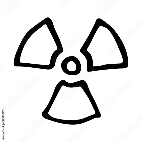 Hand drawn radiation sign Nuclear radiation hazard symbol Radioactive danger warning sign clipart in doodle style Nuclear safety Radioactive waste Single element for print, web, design, decor