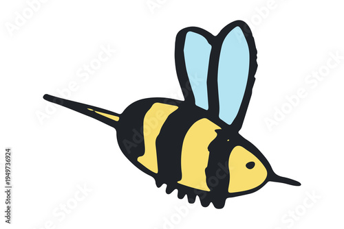 Hand drawn happy funny cute honey bee clipart Adorable flying striped insect friendly kawaii bumble bee For kids print, web, design, decor, logo
