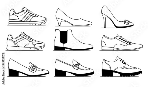 Trendy shoe and boot collection pastel vector illustration