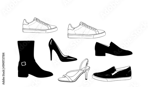 Stylish shoes and boots fashion collection vector illustration