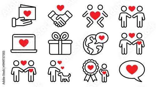 Community trust hand line icon, social heart doodle representing charity, partnership, care, people, solidarity, and help in a hand-drawn vector set for nonprofit and social cause design.