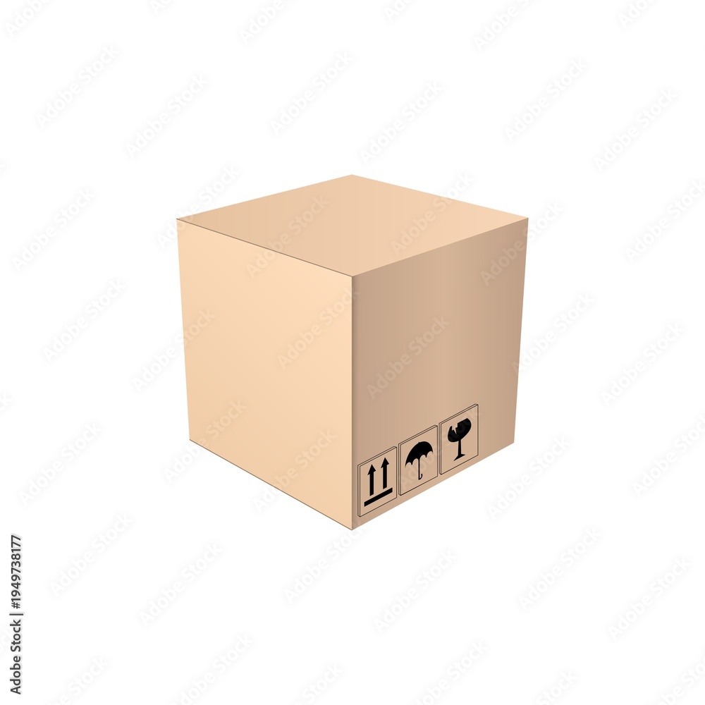 Obraz premium Single Premium Isometric Cardboard Box with Shipping Stickers