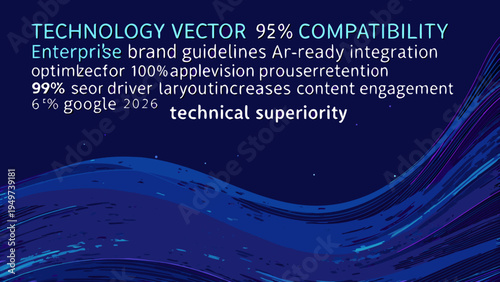 Technology vector graphic with text emphasizing compatibility and superior integration