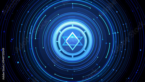 Abstract futuristic design with concentric circles and a central star